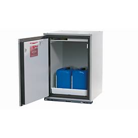 Sicherheits-Unterbauschrank Typ 90 asecos UB-T-90, Flügeltür, Anschlag links, Front Lichtgrau, B 593 x T 600 x H 800 mm