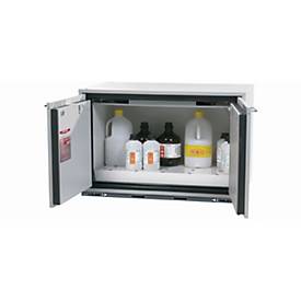 Sicherheits-Unterbauschrank Typ 90 asecos UB-T-90, Flügeltüren, Front Lichtgrau, B 893 x T 502 x H 600 mm