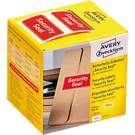 Sicherheitsetiketten Avery Zweckform Security Seal, rechteckig, 38 x 20 mm, 200 St.
