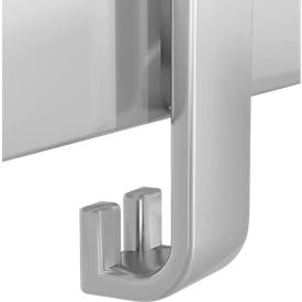 Sicherheitsgarderobe Arosa – 3 Doppelhaken mit Huthaken, B 430 x T 80 x H 190 mm, Stahl, alusilber