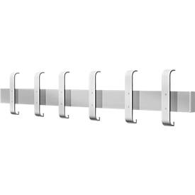 Sicherheitsgarderobe Arosa – 6 Doppelhaken mit Huthaken, B 950 x T 80 x H 190 mm, Stahl, alusilber