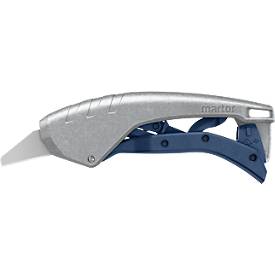 Sicherheitsmesser Martor 610 XDR, 3-in-1 Hebel, Auto-Klingenrückzug, metalldetektierbar, L 158 x B 27 x H 76 mm, Stahl/Aluminium/Kunststoff, blau
