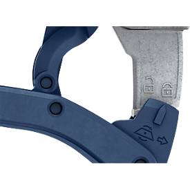 Sicherheitsmesser Martor 610 XDR, 3-in-1 Hebel, Auto-Klingenrückzug, metalldetektierbar, L 158 x B 27 x H 76 mm, Stahl/Aluminium/Kunststoff, blau