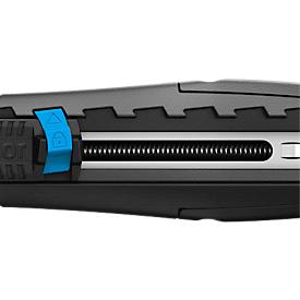 Sicherheitsmesser Martor Secubase 383, ergonomisch, Schnitttiefe einstellbar, Auto-Klingenrückzug, L 170,5 x B 25 x H 34 mm, Stahl/GFK, schwarz