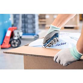 Sicherheitsmesser Martor Secunorm Profi25 MDP, werkzeugloser Klingenwechsel, metalldetektierbar, L 143 x B 17 x H 31 mm, Stahl/Aluminium/Kunststoff, blau