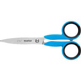 Sicherheitsschere Martor Secumax 363, ergonomisch, Soft-Grip, Spezialschliff, L 140 x H 63 mm, rostfreier Stahl/GFK, blau-schwarz