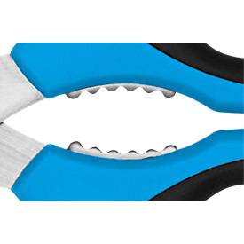 Sicherheitsschere Martor SECUPLUS 565, ergonomisch, Drahtkerbe und Krallen, Spezialschliff, L 218 x H 83 mm, rostfreier Stahl/GFK, blau-schwarz