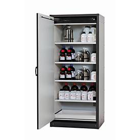 Sicherheitsschrank Typ 30 asecos Q-CLASSIC-30, Flügeltür, Anschlag links, Front asecos Silber, B 864 x T 620 x H 1947 mm