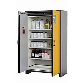 Sicherheitsschrank Typ 30 asecos Q-CLASSIC-30, Flügeltüren, Front Sicherheitsgelb, B 1164 x T 620 x H 1947 mm