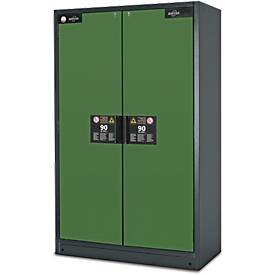 Sicherheitsschrank Typ 90 asecos, B 1200 mm, 3 Böden, resedagrün