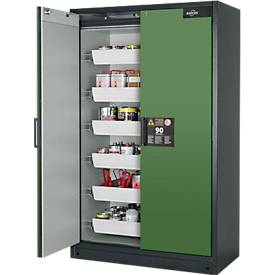 Sicherheitsschrank Typ 90 asecos, B 1200 mm, 3 Böden, resedagrün
