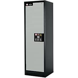 Sicherheitsschrank Typ 90 asecos, B 600 mm, Tür links, 3 Böden, lichtgrau