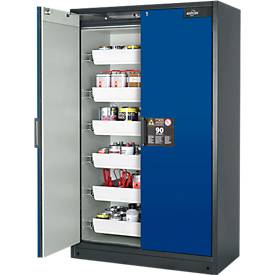 Sicherheitsschrank Typ 90 Asecos Q-CLASSIC-90 asecos, B 1200 mm, 3 Böden, enzianblau