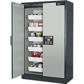 Sicherheitsschrank Typ 90 Asecos Q-CLASSIC-90 asecos, B 1200 mm, 3 Böden, lichtgrau