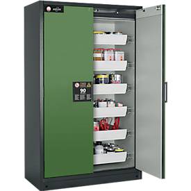 Sicherheitsschrank Typ 90 Asecos Q-CLASSIC-90 asecos, B 1200 mm, 3 Böden, resedagrün