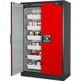 Sicherheitsschrank Typ 90 Asecos Q-CLASSIC-90 asecos, B 1200 mm, 3 Böden, verkehrsrot