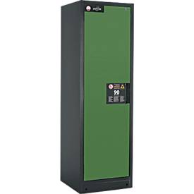Sicherheitsschrank Typ 90 Asecos Q-CLASSIC-90 asecos, B 600 mm, Tür links, 3 Böden, resedagrün