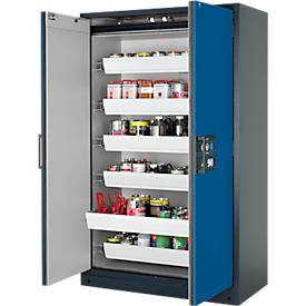Sicherheitsschrank Typ 90 Asecos Q-CLASSIC-90, B 1200 mm, 6 Auszüge, enzianblau