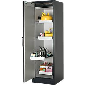 Sicherheitsschrank Typ 90 Asecos Q-CLASSIC-90, B 600 mm, Tür links, 4 Auszüge, asecos Silber