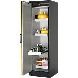 Sicherheitsschrank Typ 90 Asecos Q-CLASSIC-90, B 600 mm, Tür links, 4 Auszüge, sicherheitsgelb