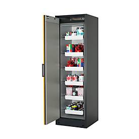 Sicherheitsschrank Typ 90 Asecos Q-CLASSIC-90, B 600 mm, Tür rechts, 6 Auszüge, sicherheitsgelb