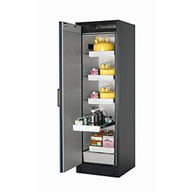 Sicherheitsschrank Typ 90 asecos Q-CLASSIC-90, Flügeltür, Anschlag links, Front Enzianblau, B 599 x T 615 x H 1953 mm