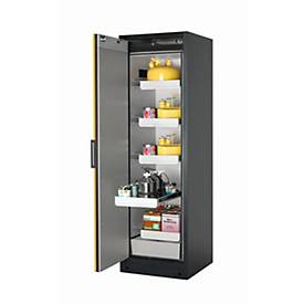 Sicherheitsschrank Typ 90 asecos Q-CLASSIC-90, Flügeltür, Anschlag links, Front Sicherheitsgelb, B 599 x T 615 x H 1953 mm