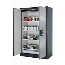 Sicherheitsschrank Typ 90 asecos Q-CLASSIC-90, Flügeltüren, Front asecos Silber, B 1193 x T 615 x H 1953 mm