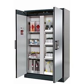 Sicherheitsschrank Typ 90 asecos Q-CLASSIC-90, Flügeltüren, Front asecos Silber, B 1193 x T 615 x H 1953 mm