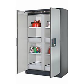 Sicherheitsschrank Typ 90 asecos Q-CLASSIC-90, Flügeltüren, Front asecos Silber, B 1193 x T 615 x H 1953 mm