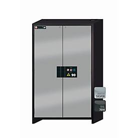Sicherheitsschrank Typ 90 asecos Q-CLASSIC-90, Flügeltüren, Front asecos Silber, B 1193 x T 615 x H 1953 mm