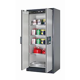 Sicherheitsschrank Typ 90 asecos Q-CLASSIC-90, Flügeltüren, Front asecos Silber, B 893 x T 615 x H 1953 mm