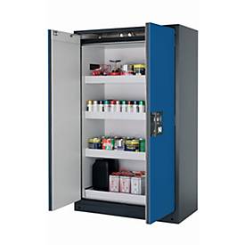 Sicherheitsschrank Typ 90 asecos Q-CLASSIC-90, Flügeltüren, Front Enzianblau, B 1193 x T 615 x H 1953 mm