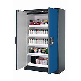 Sicherheitsschrank Typ 90 asecos Q-CLASSIC-90, Flügeltüren, Front Enzianblau, B 1193 x T 615 x H 1953 mm