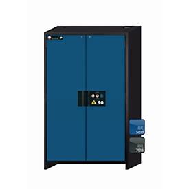 Sicherheitsschrank Typ 90 asecos Q-CLASSIC-90, Flügeltüren, Front Enzianblau, B 1193 x T 615 x H 1953 mm