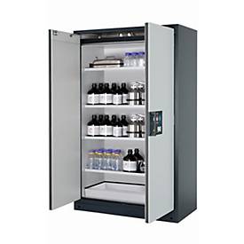 Sicherheitsschrank Typ 90 asecos Q-CLASSIC-90, Flügeltüren, Front Lichtgrau, B 1193 x T 615 x H 1953 mm