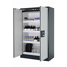 Sicherheitsschrank Typ 90 asecos Q-CLASSIC-90, Flügeltüren, Front Lichtgrau, B 1193 x T 615 x H 1953 mm