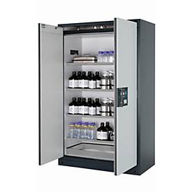 Sicherheitsschrank Typ 90 asecos Q-CLASSIC-90, Flügeltüren, Front Lichtgrau, B 1193 x T 615 x H 1953 mm