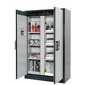 Sicherheitsschrank Typ 90 asecos Q-CLASSIC-90, Flügeltüren, Front Lichtgrau, B 1193 x T 615 x H 1953 mm