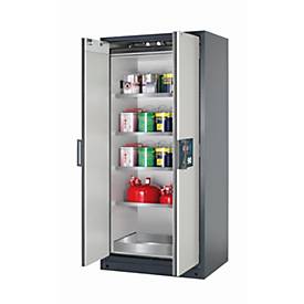 Sicherheitsschrank Typ 90 asecos Q-CLASSIC-90, Flügeltüren, Front Lichtgrau, B 893 x T 615 x H 1953 mm