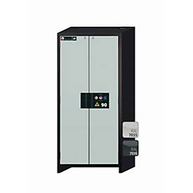 Sicherheitsschrank Typ 90 asecos Q-CLASSIC-90, Flügeltüren, Front Lichtgrau, B 893 x T 615 x H 1953 mm
