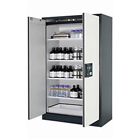 Sicherheitsschrank Typ 90 asecos Q-CLASSIC-90, Flügeltüren, Front Reinweiß, B 1193 x T 615 x H 1953 mm