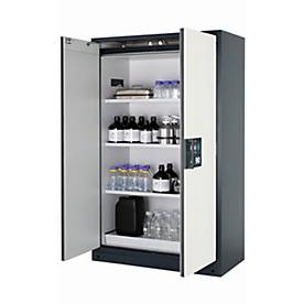 Sicherheitsschrank Typ 90 asecos Q-CLASSIC-90, Flügeltüren, Front Reinweiß, B 1193 x T 615 x H 1953 mm