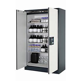 Sicherheitsschrank Typ 90 asecos Q-CLASSIC-90, Flügeltüren, Front Reinweiß, B 1193 x T 615 x H 1953 mm