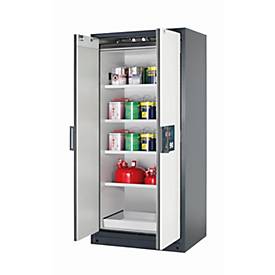 Sicherheitsschrank Typ 90 asecos Q-CLASSIC-90, Flügeltüren, Front Reinweiß, B 893 x T 615 x H 1953 mm