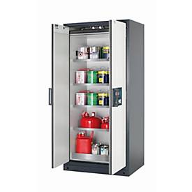 Sicherheitsschrank Typ 90 asecos Q-CLASSIC-90, Flügeltüren, Front Reinweiß, B 893 x T 615 x H 1953 mm