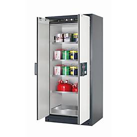 Sicherheitsschrank Typ 90 asecos Q-CLASSIC-90, Flügeltüren, Front Reinweiß, B 893 x T 615 x H 1953 mm