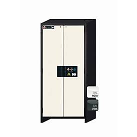 Sicherheitsschrank Typ 90 asecos Q-CLASSIC-90, Flügeltüren, Front Reinweiß, B 893 x T 615 x H 1953 mm