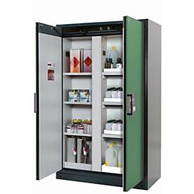 Sicherheitsschrank Typ 90 asecos Q-CLASSIC-90, Flügeltüren, Front Resedagrün, B 1193 x T 615 x H 1953 mm