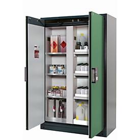 Sicherheitsschrank Typ 90 asecos Q-CLASSIC-90, Flügeltüren, Front Resedagrün, B 1193 x T 615 x H 1953 mm